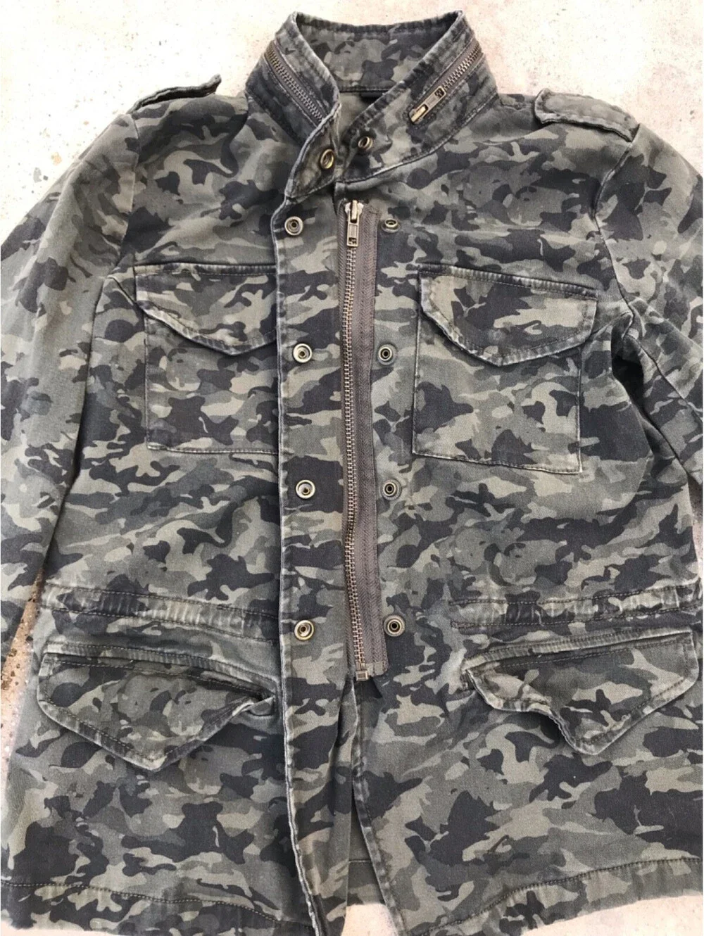 A.N.A. A New Approach Women Green Camo Denim XS Jacket